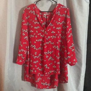 Dalia Red and Poppy flower Blouse